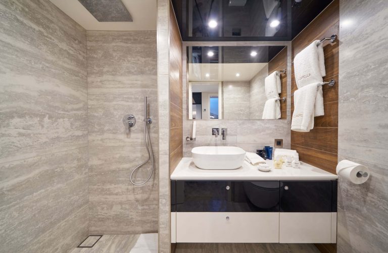 acapella luxury yacht bathroom in double + single cabin