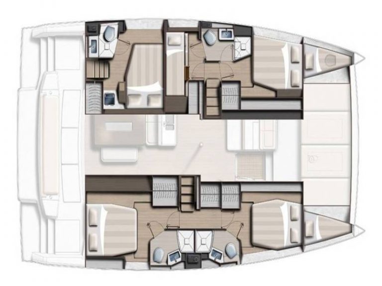 Bali 4.6 2023 catamaran adriatic charter miles layout