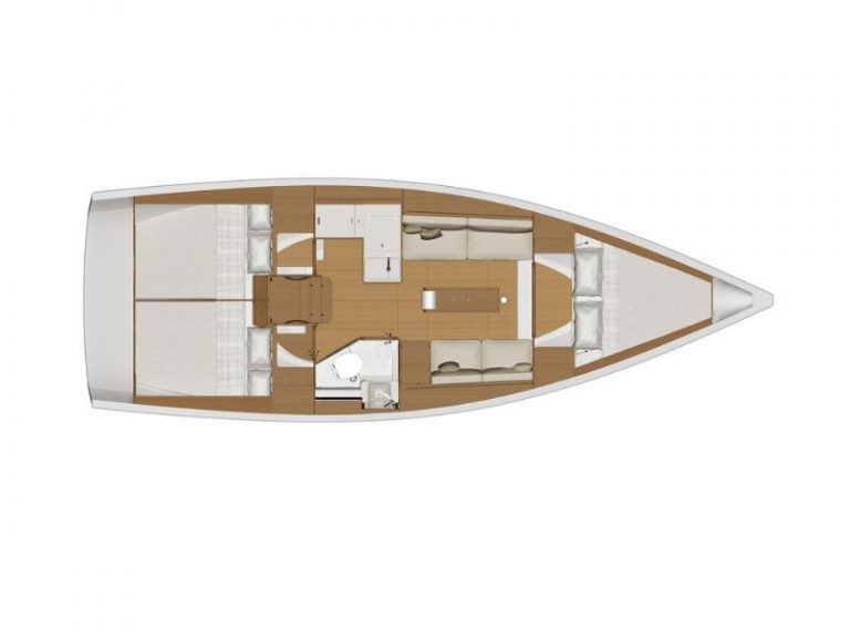 Dufour 360 sukošan charter layout