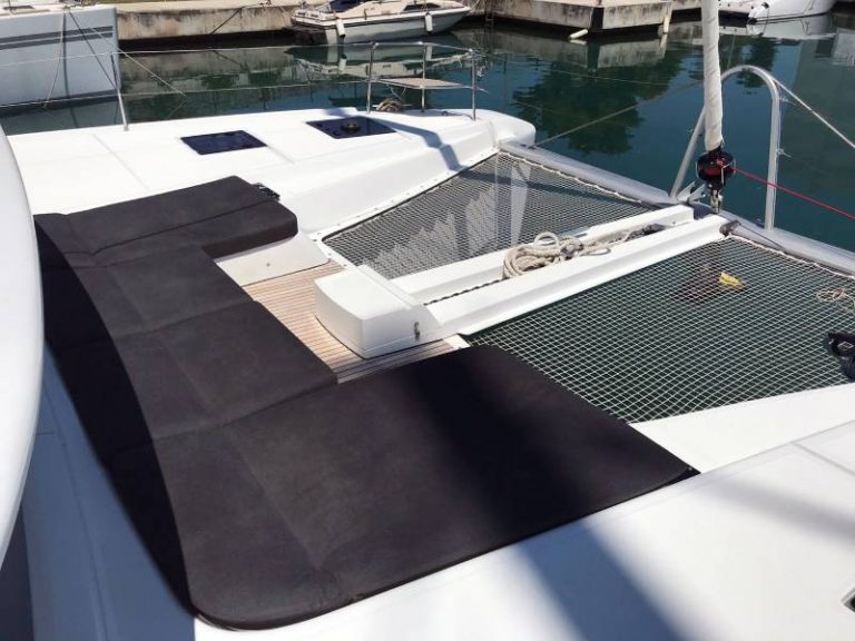 Lagoon 50 Adriatic Leopard catamaran grey sunbathing area