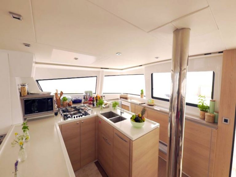 Namaste of Bali Bali 5.4 crewed catamaran kitchen