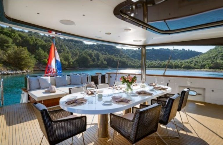 luxury yacht Navilux adriatic charter miles deck table