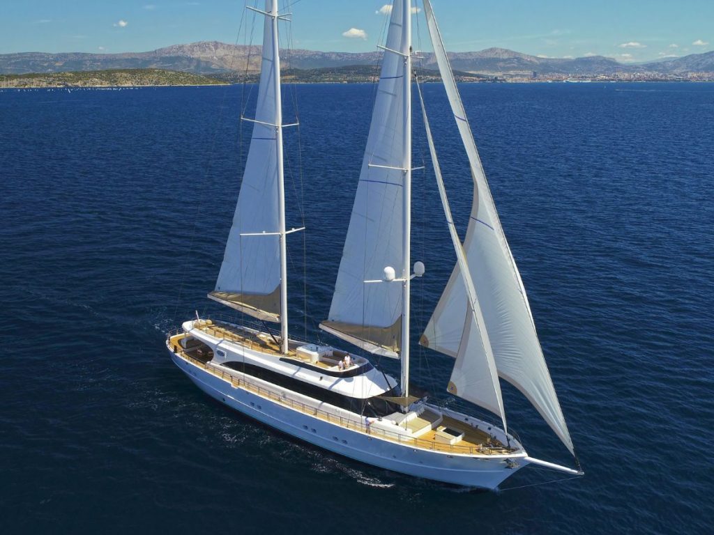 acapella luxury yacht aerial view