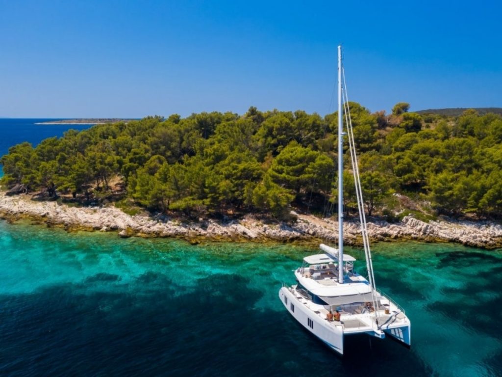 Sunreef 50 Solitaire catamaran on anchor