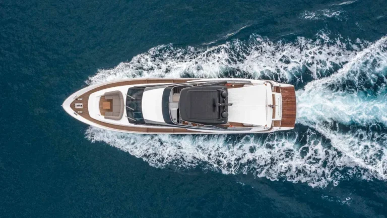 San lorenzo 78 secundus luxury yacht drone view