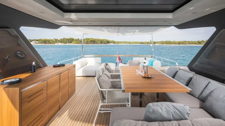 San lorenzo 78 secundus luxury yacht outside table