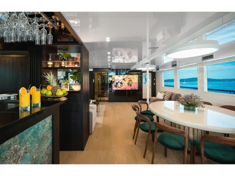 Agape Rose luxury yacht bar in the salon