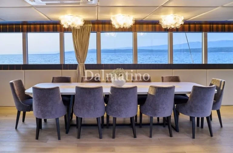 luxury sailing yacht Dalmatino salon table view