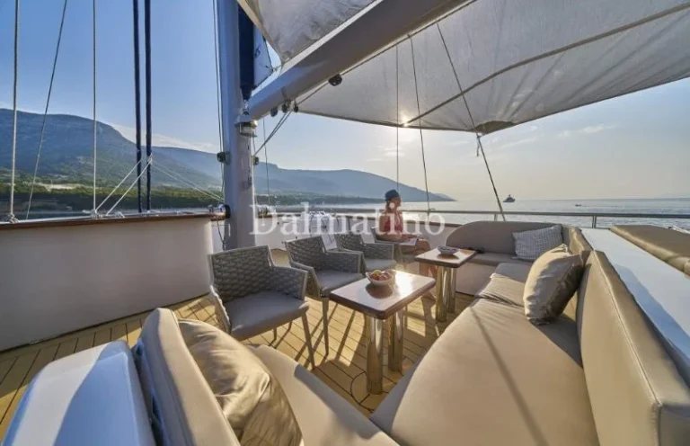 luxury sailing yacht Dalmatino deck table and chairs