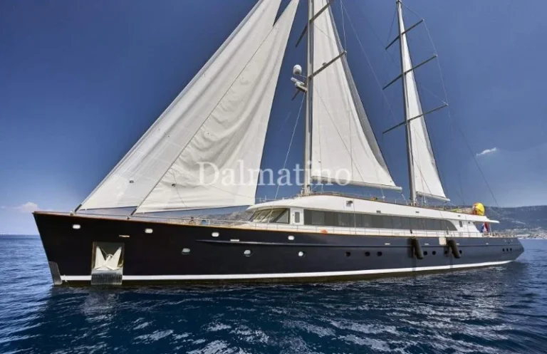 luxury sailing yacht Dalmatino cruising side view