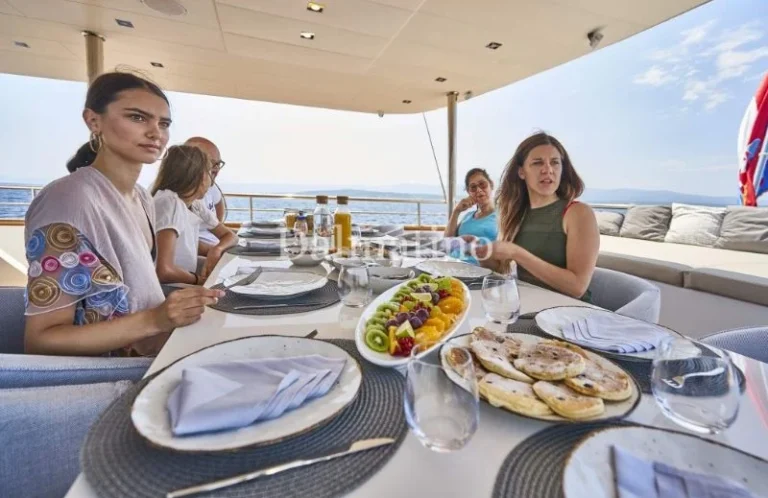 luxury sailing yacht Dalmatino deck table meals