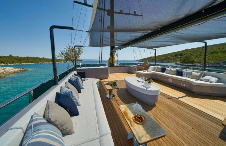 Rara Avis luxury yacht teak deck table