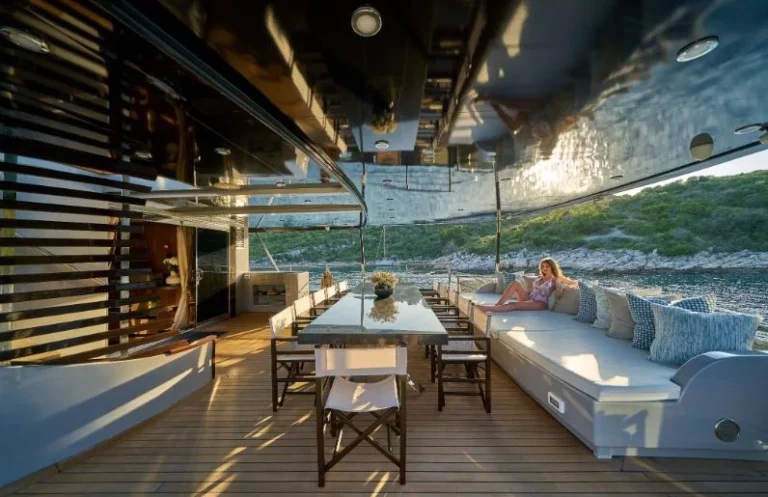 Rara Avis luxury yacht exterior lounge area