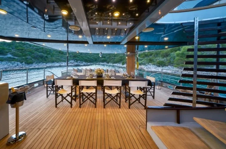 Rara Avis luxury yacht outside table