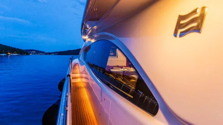 Ferretti 880 luxury yacht miss katarina at night