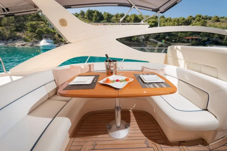 Adriatic charter miles Dalla Pieta 48 Lady Tania table outside