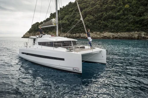 adriatic charter miles Bali 4.0 Summer Son catamaran on anchor