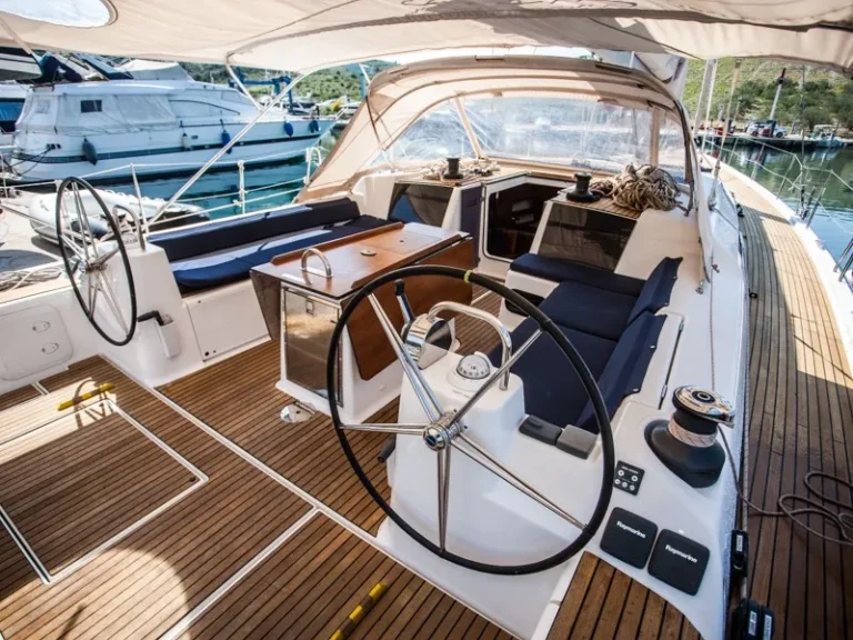 Dufour 560 leto sailing yacht cockpit