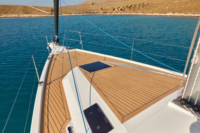 sailing yach elan 43 Impression trinity adriatic charter miles bow teak deck