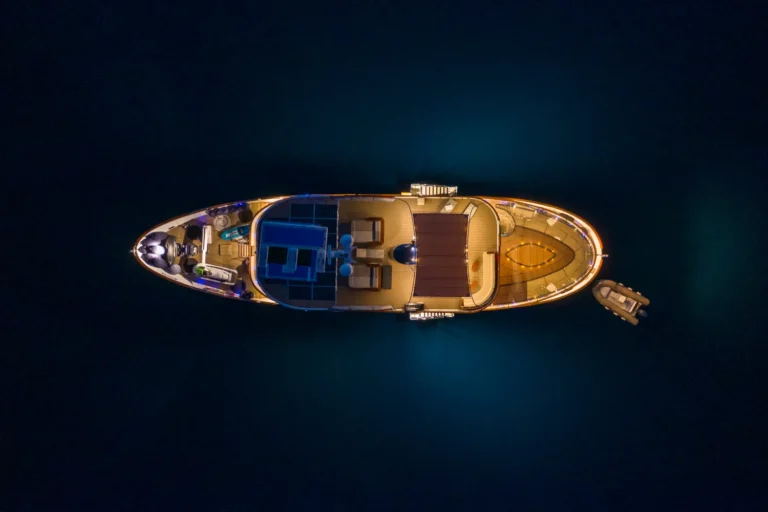 luxury yacht Donna del mare adriatic charter miles deck night aerial view