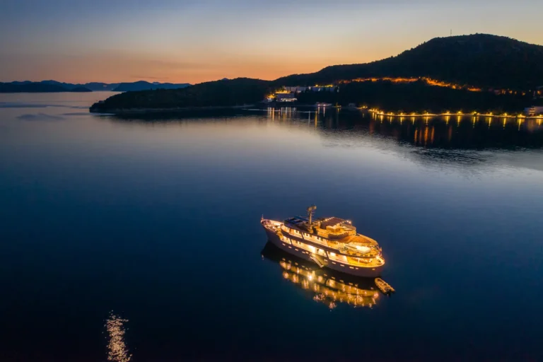 luxury yacht Donna del mare adriatic charter miles night sailing aerial view