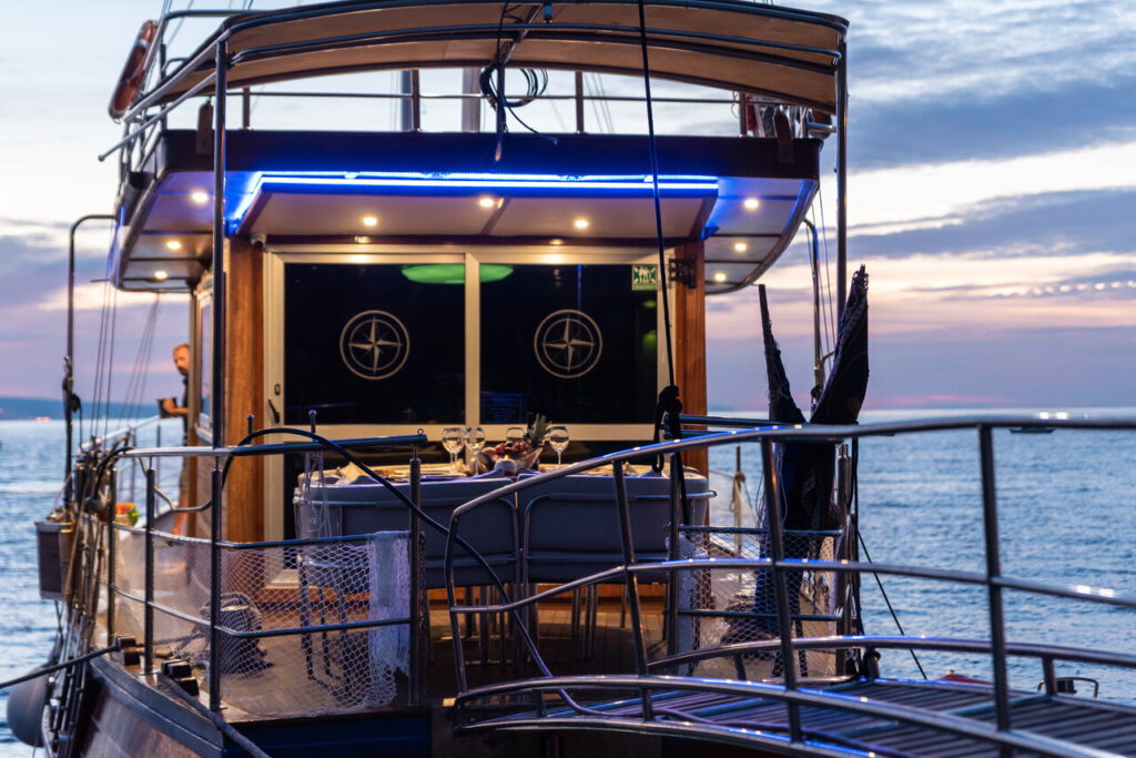 gulet  4 cabins adriatic charter miles night view